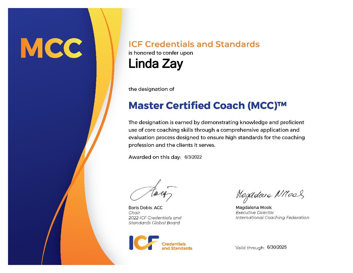 Master Certified Coach by ICF